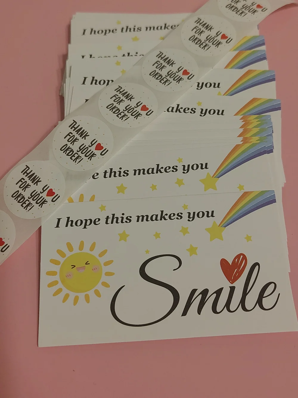 50 Smile Small Business Cards with Stickers
